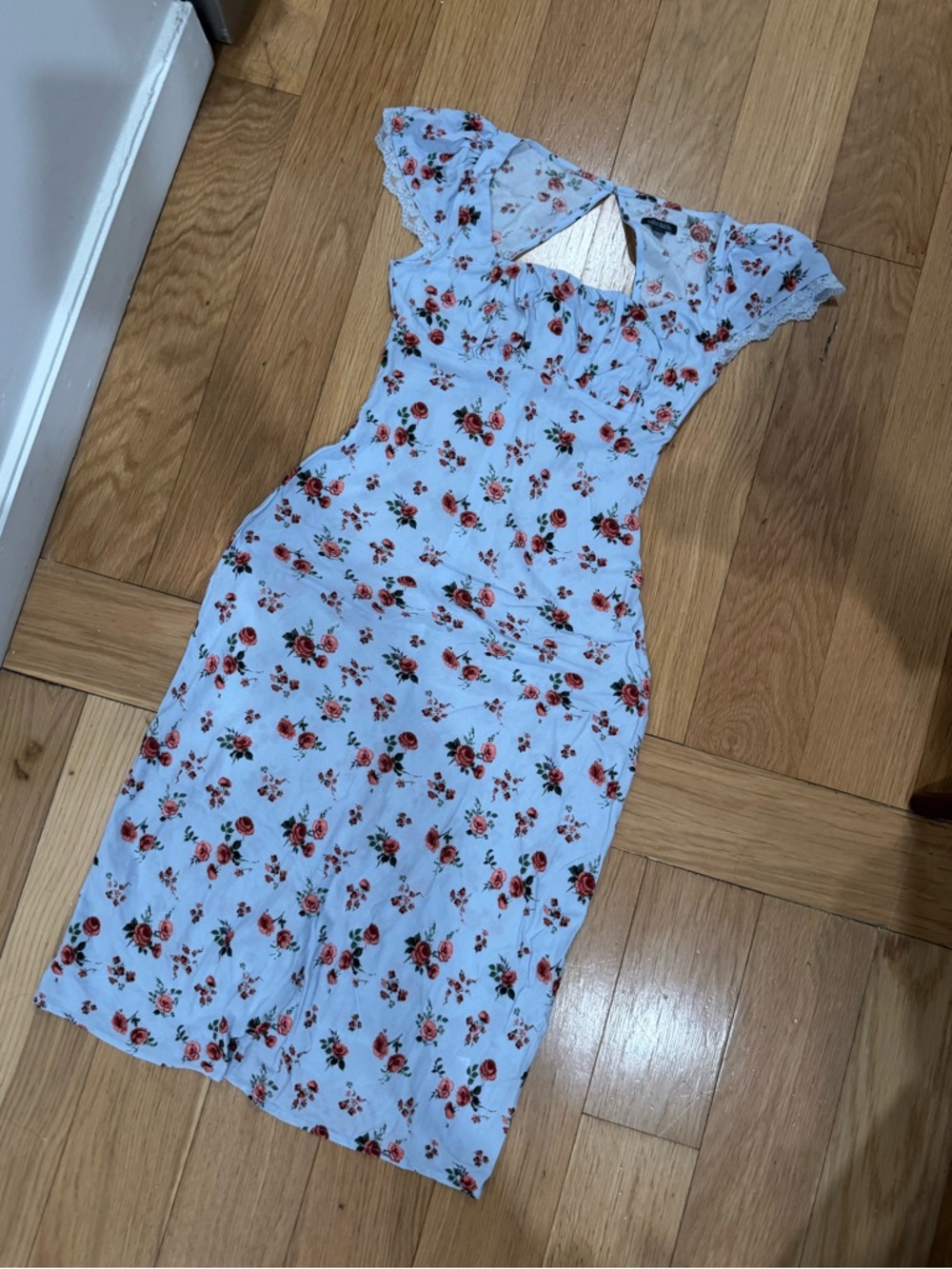 wild fable White Midi Dress with Red Rose Print - Picture 6 of 9